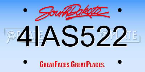 4IAS522 South Dakota License Plate