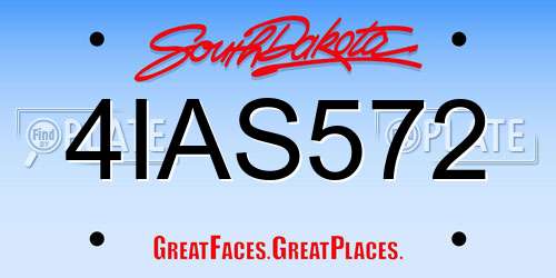 4IAS572 South Dakota License Plate