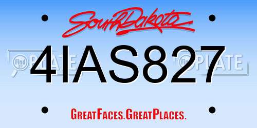 4IAS827 South Dakota License Plate