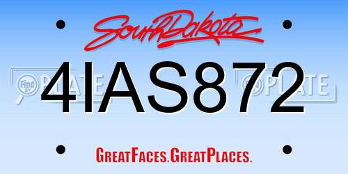 4IAS872 South Dakota License Plate