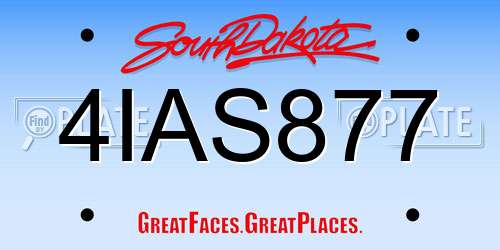 4IAS877 South Dakota License Plate