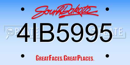 4IB5995 South Dakota License Plate
