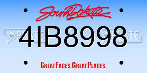4IB8998 South Dakota License Plate