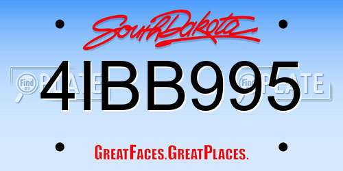 4IBB995 South Dakota License Plate