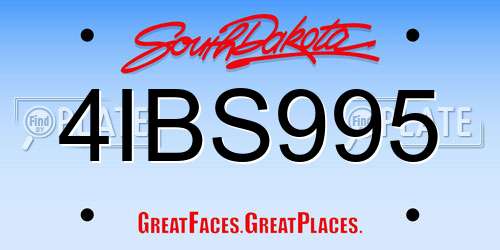 4IBS995 South Dakota License Plate