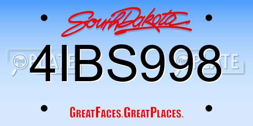 4IBS998 South Dakota License Plate
