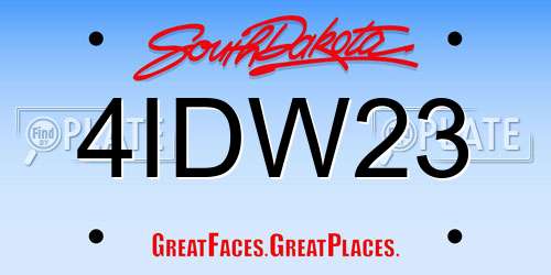 4IDW23 South Dakota License Plate