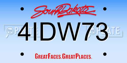 4IDW73 South Dakota License Plate