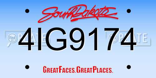 4IG9174 South Dakota License Plate