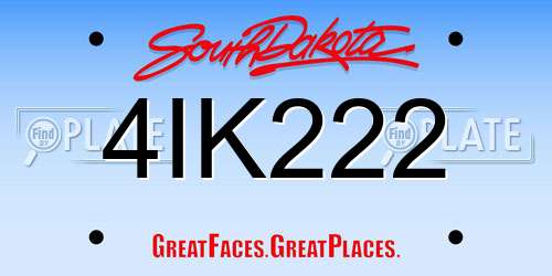 4IK222 South Dakota License Plate