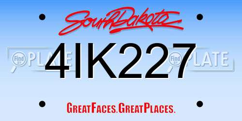 4IK227 South Dakota License Plate