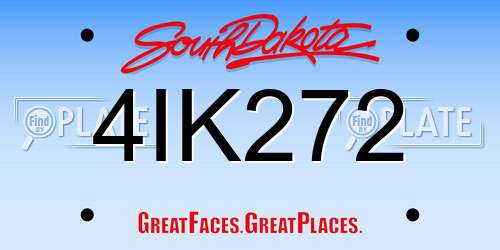 4IK272 South Dakota License Plate