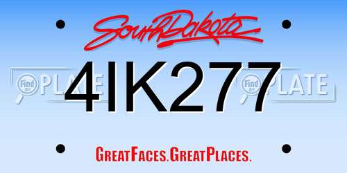 4IK277 South Dakota License Plate