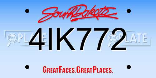 4IK772 South Dakota License Plate