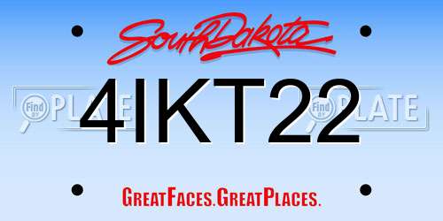 4IKT22 South Dakota License Plate