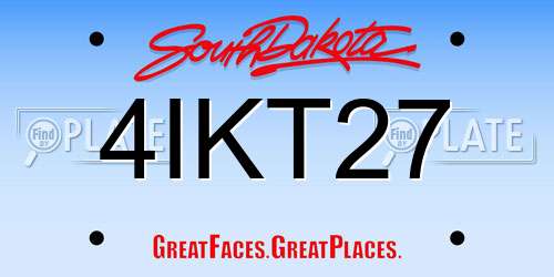 4IKT27 South Dakota License Plate