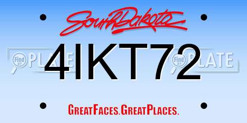 4IKT72 South Dakota License Plate