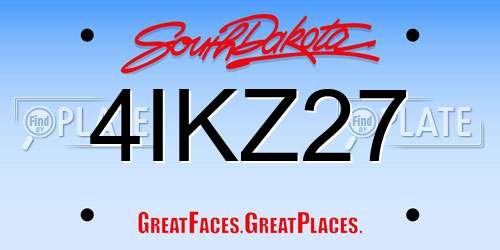 4IKZ27 South Dakota License Plate