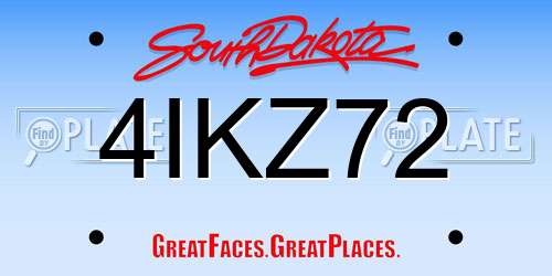 4IKZ72 South Dakota License Plate