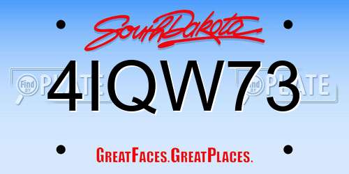 4IQW73 South Dakota License Plate