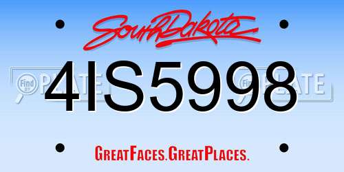 4IS5998 South Dakota License Plate