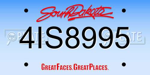 4IS8995 South Dakota License Plate