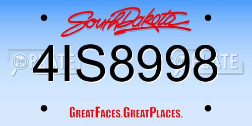 4IS8998 South Dakota License Plate