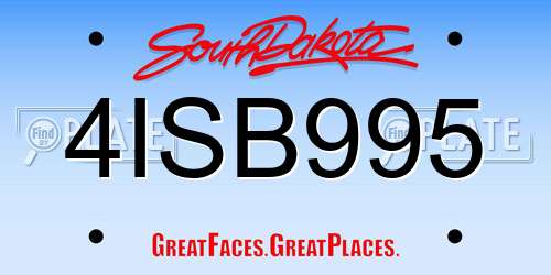 4ISB995 South Dakota License Plate