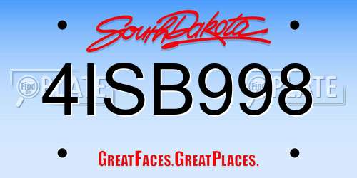 4ISB998 South Dakota License Plate