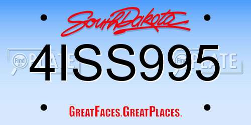 4ISS995 South Dakota License Plate
