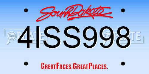 4ISS998 South Dakota License Plate