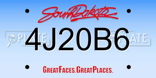 4J20B6 South Dakota License Plate