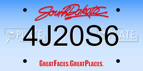 4J20S6 South Dakota License Plate