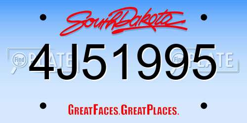 4J51995 South Dakota License Plate
