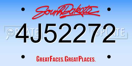 4J52272 South Dakota License Plate