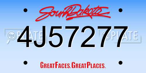 4J57277 South Dakota License Plate