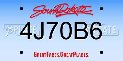 4J70B6 South Dakota License Plate