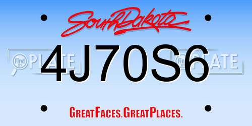 4J70S6 South Dakota License Plate