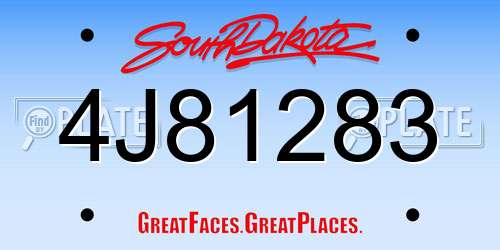 4J81283 South Dakota License Plate