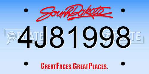 4J81998 South Dakota License Plate
