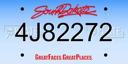 4J82272 South Dakota License Plate