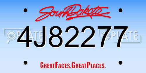 4J82277 South Dakota License Plate