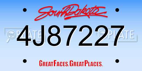 4J87227 South Dakota License Plate