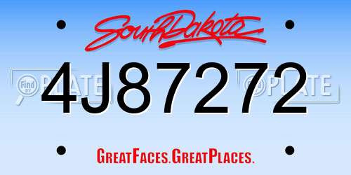 4J87272 South Dakota License Plate