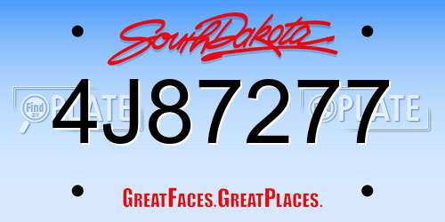 4J87277 South Dakota License Plate