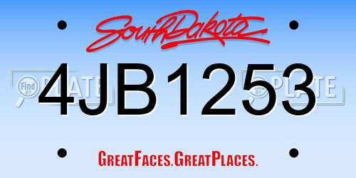 4JB1253 South Dakota License Plate