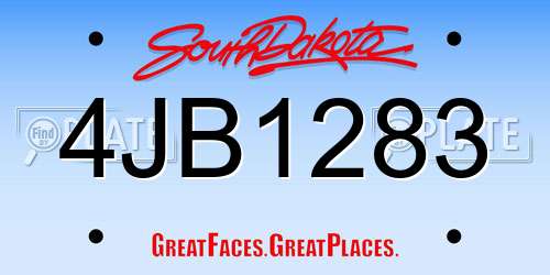 4JB1283 South Dakota License Plate