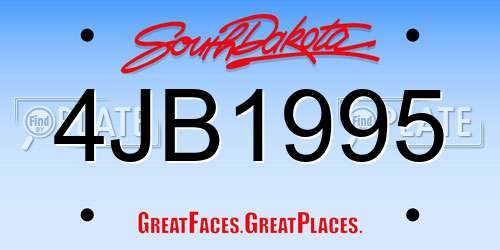 4JB1995 South Dakota License Plate