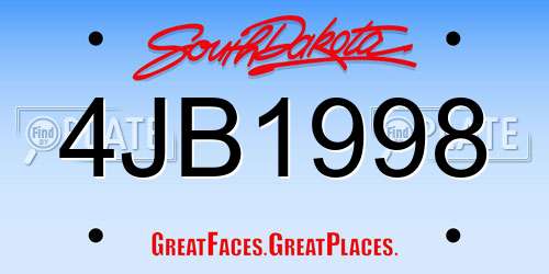 4JB1998 South Dakota License Plate