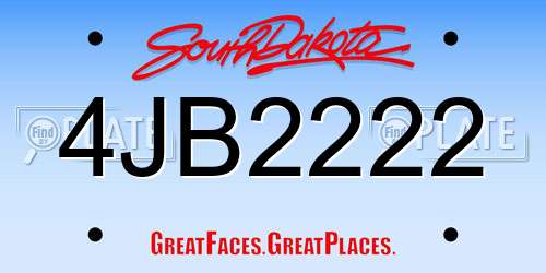 4JB2222 South Dakota License Plate